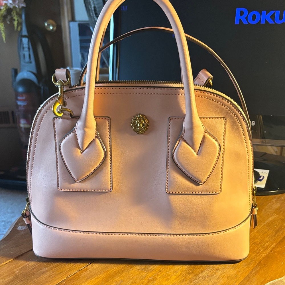 Anne Klein Pink Satchel with Gold Details